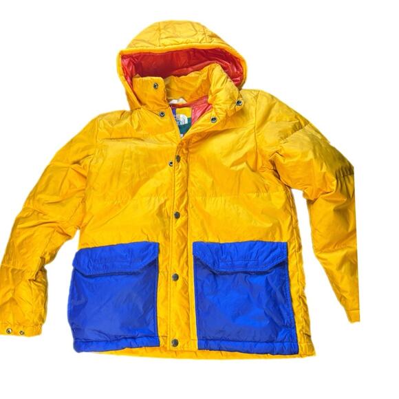 North Face Color Block Sierra ParkaYellow and Blue Puffer Jacket with Hood